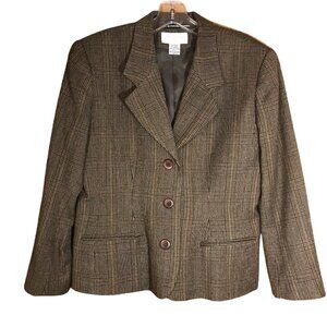 Petite Sophisticate Womens Size 8 Blazer Wool Tweed Lined Brown New Without Tags
